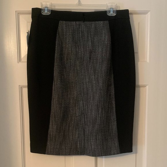 NWT Halogen Black/Tweed Panel Pencil Skirt - Size 6 - Picture 2 of 7